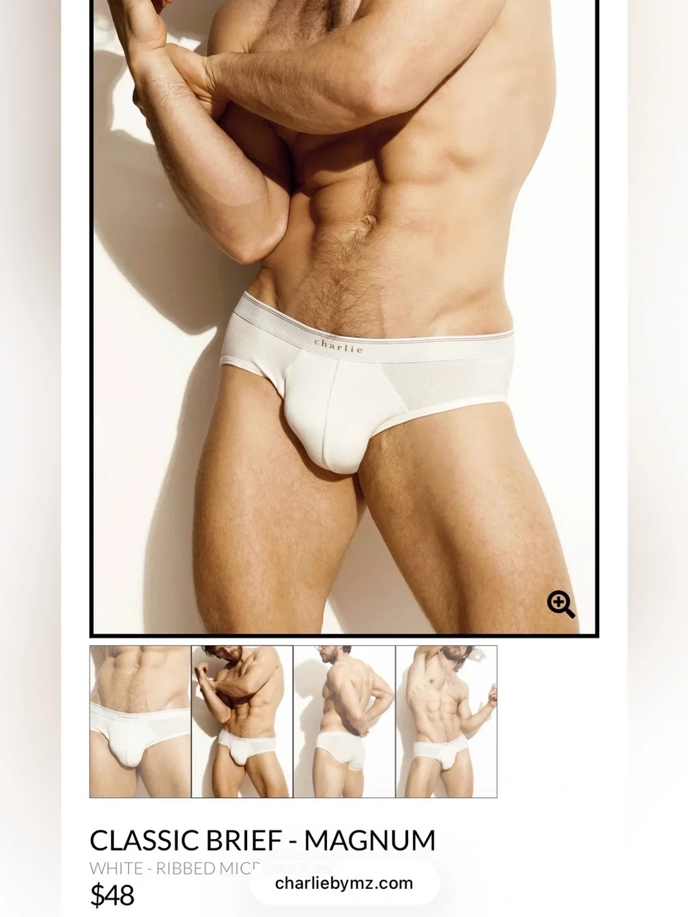 Charlies Classic Magum Brief - White - Picture 2 of 2
